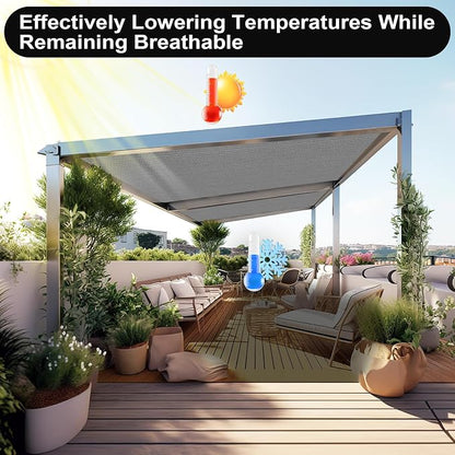 Artpuch 90% Sun Shade Cloth, 4 x 8 FT Pergola Shade Cover Canopy with Grommets, Sun Screen Fabric Tarp for Patio, Outdoor, Garden, Backyard, Light Grey
