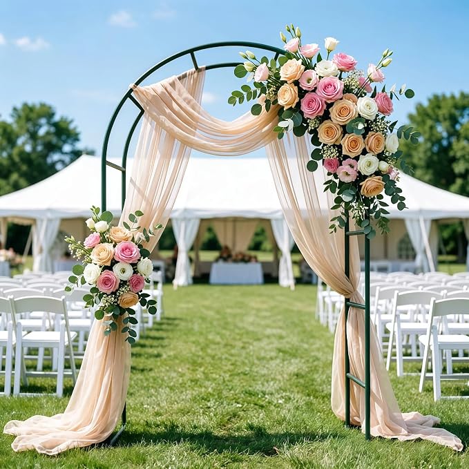 Thickened Metal Garden Arch with Detachable Base, 16mm Rust-Resistant Archway for Climbing Plants, Dual Size Convertible Arbor for Wedding & Party & Garden Decoration