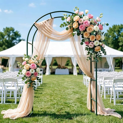 Thickened Metal Garden Arch with Detachable Base, 16mm Rust-Resistant Archway for Climbing Plants, Dual Size Convertible Arbor for Wedding & Party & Garden Decoration
