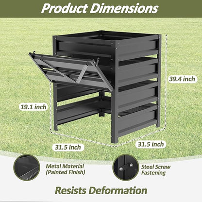 Compost Bin Outdoor -170 Gallon Composter with Rust-Proof Coating, Painted Finish, Large Compost Bin for Producing Fertilizer from Kitchen Waste and Fallen Leaves