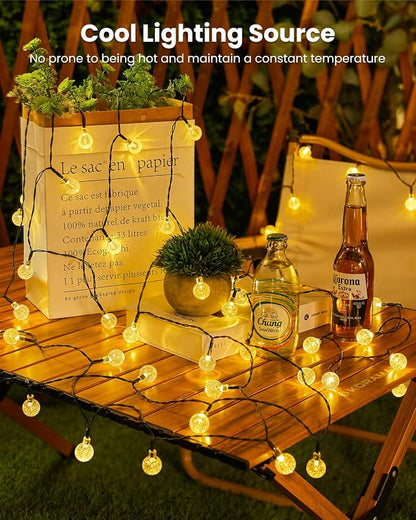 Brightown Solar String Lights Outdoor 60 LED 36FT with 8 Lighting Modes, Waterproof Solar Powered Crystal Globe Patio Lights for Garden Yard Porch Wedding Party Decor (Warm White)