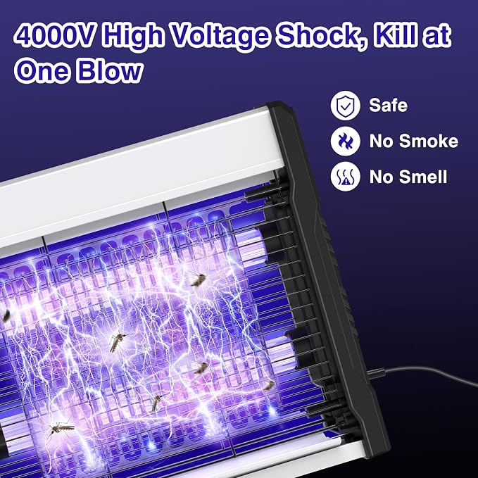Electric Bug Zapper, 4000V Mosquito Zapper Indoor with 5ft Cable, USB Electric Bug Zapper with Removable Collection Tray, Fly Trap Mosquito Trap for Patio Yard Home Kitchen Camping, 16 in
