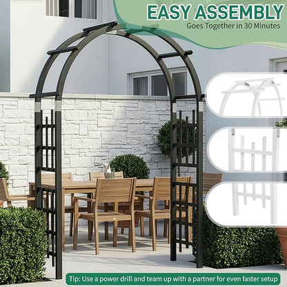 Outvita 7Ft Wooden Garden Arbor Arch, Wood Arbor Trellis, Pergola Archway for Wedding Ceremony Decoration Pergola Plant Climbing Rose Vines Lawn Courtyard Patio Black