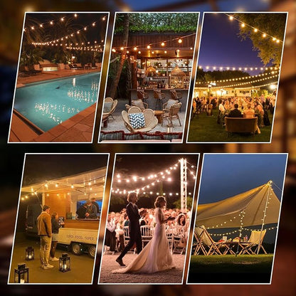 String Lights for Outside,75FT Patio Lights with 50+3 Bulbs(1.5FT Bulbs Spacing), outdoor string lights, Remote & Dimmer, 3 Mode Light & Timing, 50PC Mounting Ties for Outside, 2200K(Black)