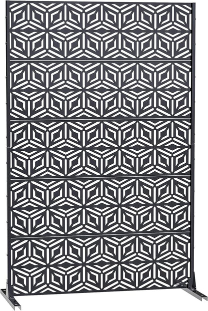 72" Steel Privacy Screen, Freestanding Laser Cut Divider for Patio | 72"x44" Laser Cut Snowflake Steel Panel. Weatherproof & Rustproof. creen Divider for Balcony, Patio, Deck & Garden