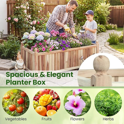 Giantex Acacia Wood Raised Garden Beds Set of 2, 44"x23"x16" Rectangular Planter Box w/Black Liner for Vegetable Flower Herb Fruit, Easy Assembly, Outdoor Planting Bed for Backyard, Garden, Lawn