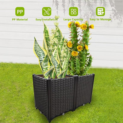 Raised Garden Bed Large Planters for Outdoor Plants Rectangular Elevated Planter Boxes Patio Balcony Deck for Planting Flowers, Vegetables, Tomatoes, and Herbs