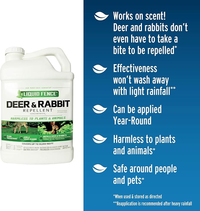 Liquid Fence Deer And Rabbit Repellent Concentrate 2.5 Gallons, Apply Year-Round, 2 Pack