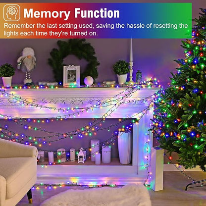 2 Pack Christmas Lights Outdoor, Total 200FT 600LED Christmas Tree Lights Waterproof with 8 Modes, Connectable String Lights for Outside Indoor Patio Garden Party Holiday Decorations, Multicolor
