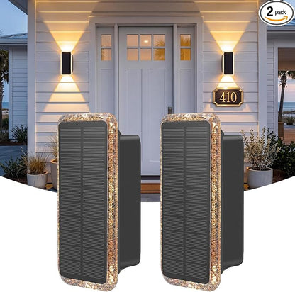 vighep Solar Fence Lights Outdoor 2 Pack, 5CCT(3000K-6000K) Up and Down Solar Wall Lights, IP65 Waterproof Dusk to Dawn Fence Lights Solar Powered for Patio, Porch, Backyard, Garage, Wall Decor