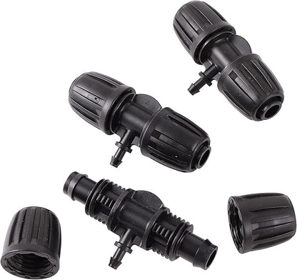 Barbed Tee ，Barb Stone 1/2 inch to 1/4 inch Irrigation Tube Anti-Drop Premium Quality Fitting (1/2" ID x 0.60’‘-0.63" OD) -20 PCS Tee