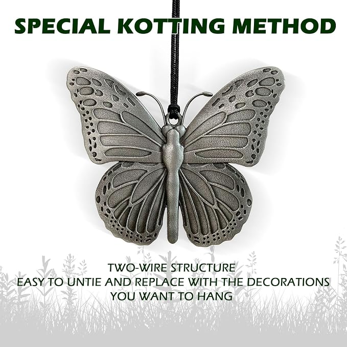 Butterfly Wind Chimes for Outside,29 "29 "Outdoor Wind Chime Butterfly Gifts for Women/Mother/Father/Christmas,Unique Windchimes Outdoors Butterfly Garden Patio Home Yard Decor(Silver)