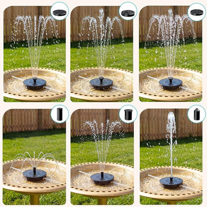 AMZtime Solar Fountain, 2026 Upgraded Solar Water Fountains with 6 Nozzles, Free Standing Floating Solar Powered Water Fountain Pump for Bird Bath, Garden, Pool, Pond and Outdoor