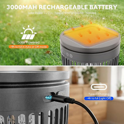 Solar Bug Zapper Outdoor, Mosquito Zapper with Flame Light & RGB Projector | Solar Powered & USB Rechargeable, IP65 Waterproof 4200V Electric Mosquito Killer for Yard Garden Camping 2000 Sq Ft
