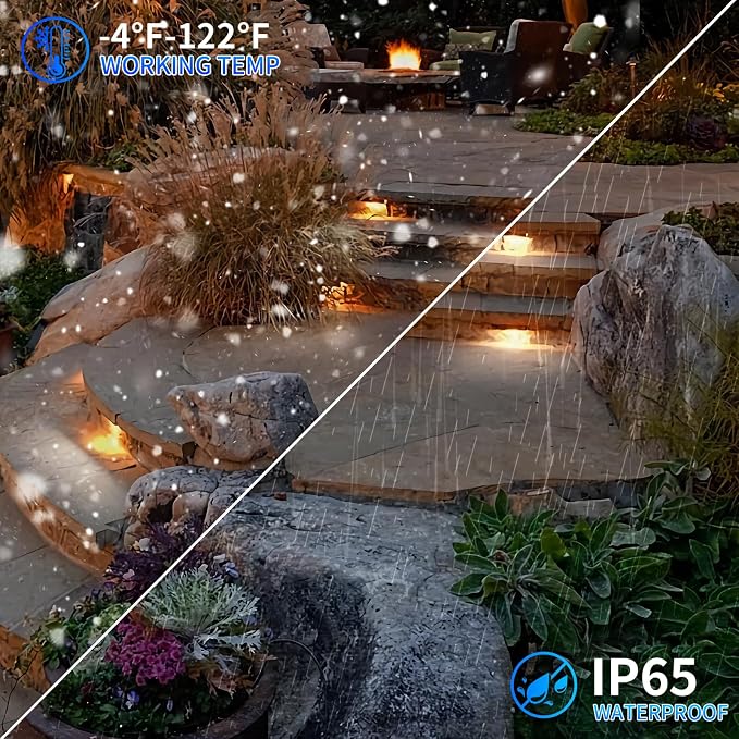 12-Packs 3W 7inch LED Hardscape Paver Lighting,12V AC/DC Low Voltage Retaining Wall Lights,Landscape Lighting,2700K Soft White Outdoor Step Light,50,000 Hours Lifespan-Black