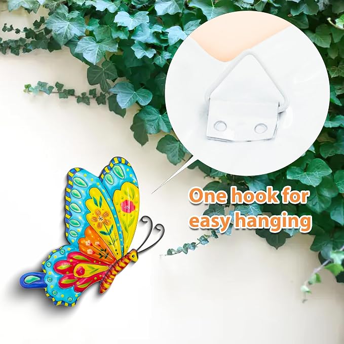 J-Fly Metal Butterfly Wall Decorations Garden Decor Room Decor, Lawn Ornaments Ladybugs Live- 3 Pieces, Outdoor Garden Yard Decor for Home and Office Valentine Decoration Gifts