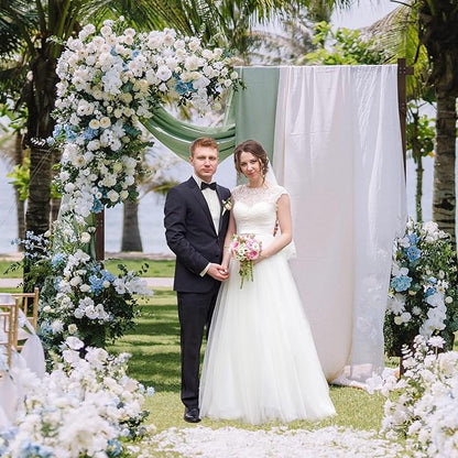 7.2FT Wooden Wedding Arch Square Wood Arches Arbor Backdrop Stand for Ceremony Indoor Outdoor Wedding Party Proposal Scene Garden Beach Forest Rustic Boho Decoration