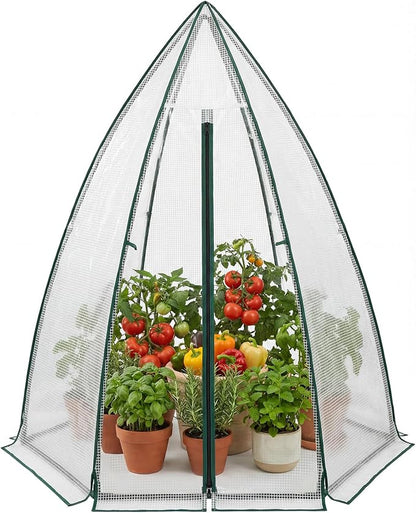 Greenhouse for Outsides, 54”x 54”x 71” Heavy Duty Green House Tent with Durable PE Cover, Garden Plant Protector with Zippered Door Mesh Window for Vegetables Flowers Fruits Herbs, Transparent