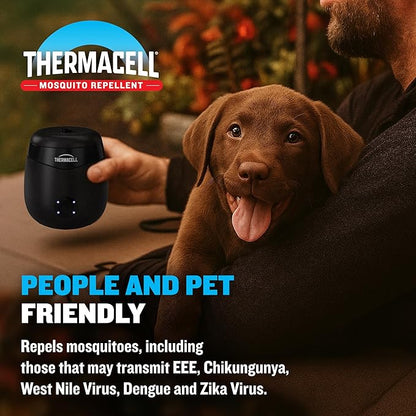 Thermacell E-ZoneGuard Patio Rechargeable Mosquito Repeller with 20-Foot Zone of Scientifically Proven Outdoor Protection; 5.5-Hr Battery; 12-Hr Refill; Bug Spray Alternative; DEET-Free; Black