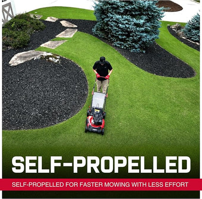 PowerSmart 21-Inch Self Propelled Gas Lawn Mower, 170cc OHV Engine, Rear-Wheel Drive, Steel Deck, 3-in-1 Walk-Behind Mower