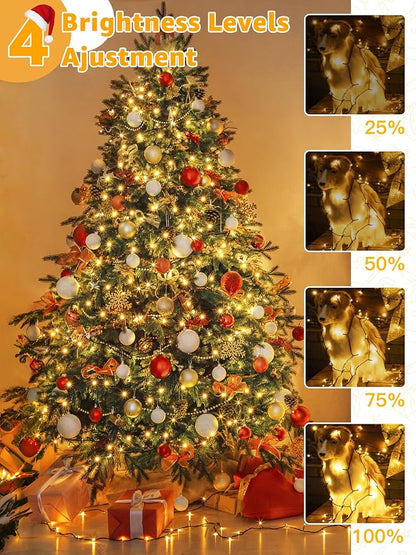 BrightChristmas 500 LED 164 FT Christmas Lights, Waterproof Outdoor String Lights with Remote and Timer, Christmas Tree Lights with 8 Modes Dimmable, Fairy Lights for Holiday Decor (Warm White)
