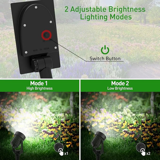 T-SUNUS Christmas Solar Spot Lights Outdoor White 6000K IP65 Waterproof 2-in-1 Landscape Spotlights, 9.8ft Cable Separate Panel Auto Dusk to Dawn for Flag Yard Garden Driveway Pathway Garage Halloween