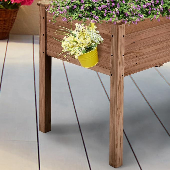 Topeakmart Wooden Garden Planter Boxes 48 X 23 X 30in Elevated Raised Garden Bed Outdoor with Legs Wooden Gardening Box for Flower/Vegetable/Herb/Tomato/Backyard/Patio, 1pc