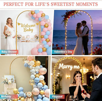 Gold Metal Arch Backdrop Stand, 7.2FT Wedding Arch Stand for Birthday Party Bridal Baby Shower Graduation Ceremony Photo Booth Garden Floral Balloon Arches Decoration