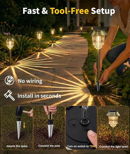 XMCOSY+ 4 Pack Solar Outdoor Lights, 40LM Dimmable Bright Garden Lights Solar Powered, Outdoor Solar Lights for Yard Landscape Lighting Driveway Walkway Path