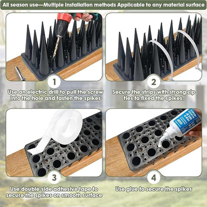 Plastic Bird Spikes Deterrent for Outside to Keep Birds Pigeon Squirrel Away from Porch Baffle Feeder Yard Patio, Fence Spikes 20pack 20Feet Bird nest blocke, Anti-Climb Spikes for Plant Garden