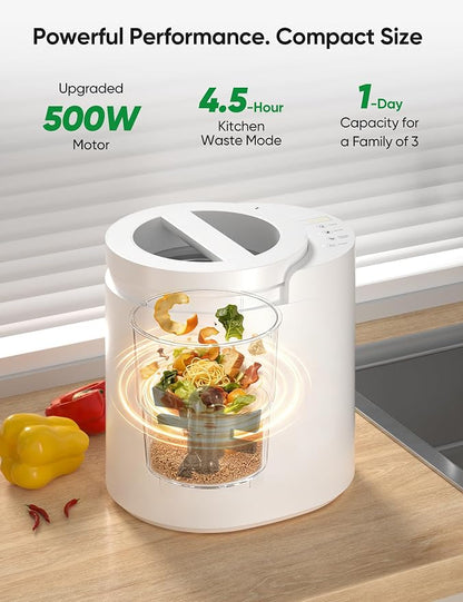 Electric Composter for Kitchen, LUBBYGIM 2.5L Smart Countertop Compost Bin