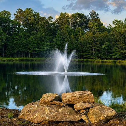 Half Off Ponds 1.75 HP Floating Fountain & Aerator | 14,800 GPH output, 11 spray patterns, White LED lighting, 200 ft heavy-duty cord, Energy-efficient