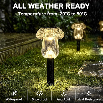 Solar Pathway Lights Outdoor 16 Pack Mushroom Garden Lights Waterproof Solar Powered Yard Lighting for Landscape, Driveway, Path, Walkway, Patio, Outside Garden Decorations, 3000K Warm White