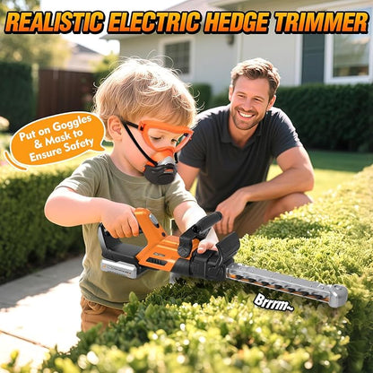 Kids Tool Set, 3-IN-1 Toddler Power Garden Tools with Lights and Sounds, Toy Weed Wacker, Toy Leaf Blower, Hedge Trimmer, Yard Tools Outdoor toys for Boys, Birthday Gifts for Kids Ages 3 4 5 6 7 8+