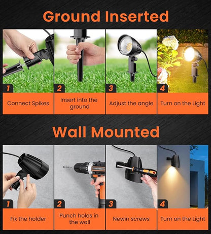 MEIKEE 7W 800LM Low Voltage Landscape Lighting | 12V 24V 2700K Warm White LED Landscape Lights IP66 Waterproof Outdoor Spot Lights for Garden Pathway Wall Tree Fence 2-Pack