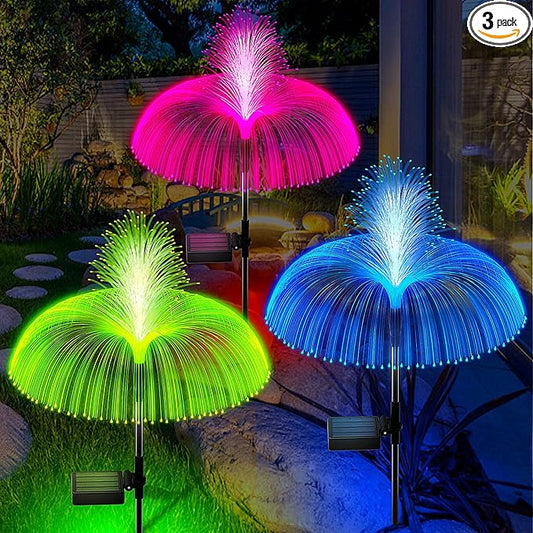 Solar Garden Lights Outdoor Decorative Waterproof, Solar Light for Outside, Yard Lights Solar Flower Decor for Patio Pathway Lawn Party Landscape Grave Decorations, 3 PCS