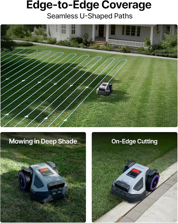ANTHBOT M9 Robot Lawn Mower 1/4 Acre, Dual Vision+Full-Band RTK Robotic Lawnmower, No Perimeter Wire, App Control Obstacle Avoidance, 45% Slope, Cutting Height, Multi-Zone Mapping