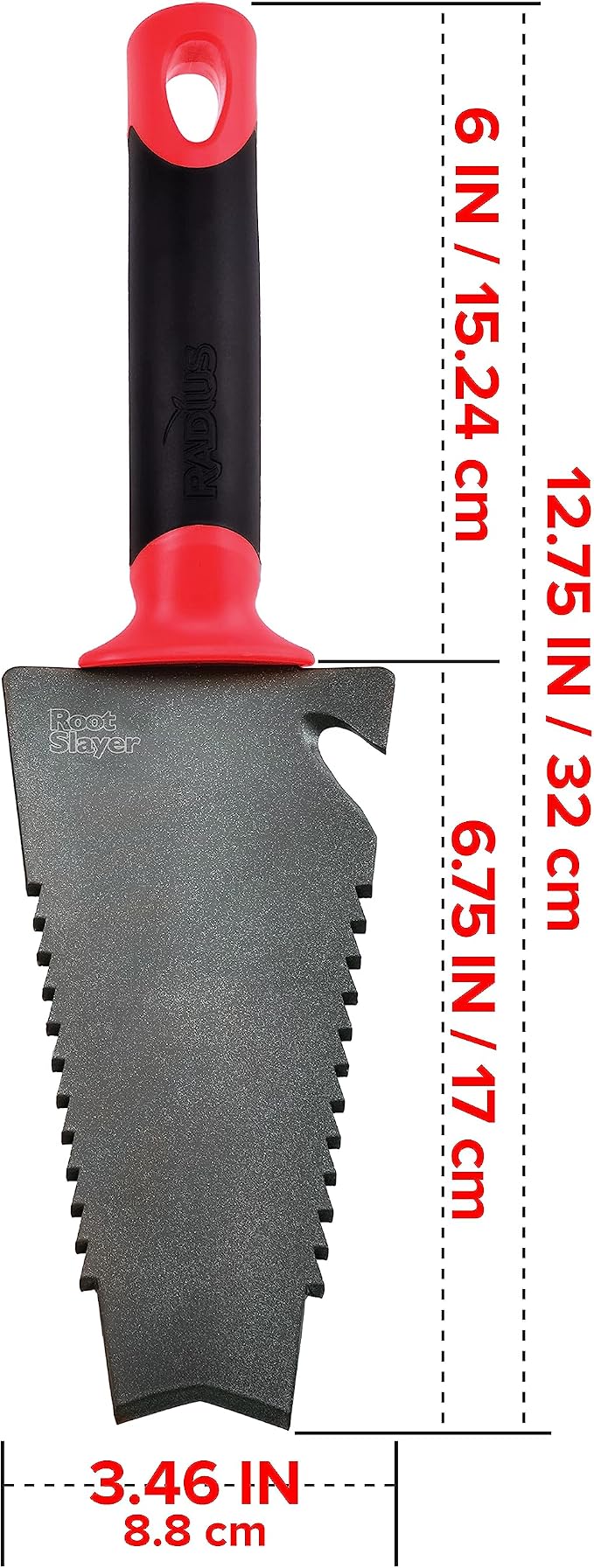 Pro-Lite Ergonomic Carbon Steel Edger, Root Slayer Trowel, Red Gardening Tools (25611, 16011)