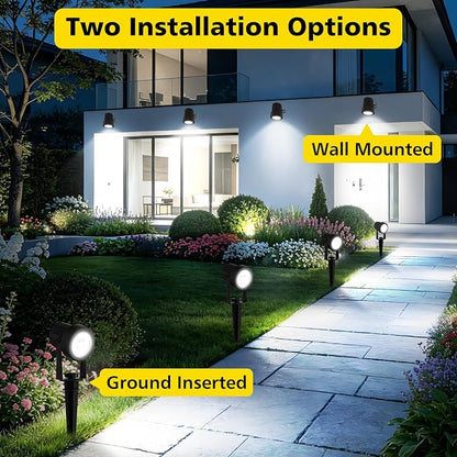 T-SUN Solar Spotlights Outdoor 4-in-1 IP65 Waterproof Solar Landscape Spotlights, Auto ON/Off Solar Lights for Garden, Yard, Driveway, Pool Area(White)