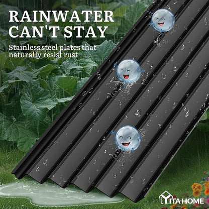 YITAHOME 8x4x1.5 ft Galvanized Raised Garden Bed Kit, Large Metal Planter Box with Gloves, Safety Rubber & Support Rod, Outdoor Flower Bed for Plants Vegetables, Black