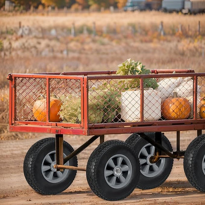 BIG RED Solid Rubber Tires and Wheels, 10 inch Flat Free Tubeless Wheels with 5/8" Axle Bore Hole,2.1" Offset Hub - for Truck, Utility Cart,Wheelbarrow, Dolly, Garden 10" x 2.5"