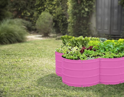 Plant & Plot Galvanized Raised Garden Beds Outdoor // 3×3×1 ft Planter Raised Beds for Gardening, Vegetables, Flowers // Large Metal Garden Box (Pink) // Patented Tool-Free Design