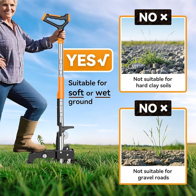 Fulljion Weed Puller Tool,Detachable Stand Up Weed Puller with Long Handle,3-Claw Steel Head Weeder Tool,No Bending/Kneeling for Lawn, Yard & Garden Tool,Easily Remove Weeds