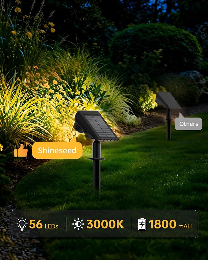 Solar Lights Outdoor Waterproof IP65, 56 LED 3 Lighting Modes Solar Spot Lights Outdoor, Solar Powered Landscape Lighting for Yard Pathway Garden, 6 Pack (Warm White)