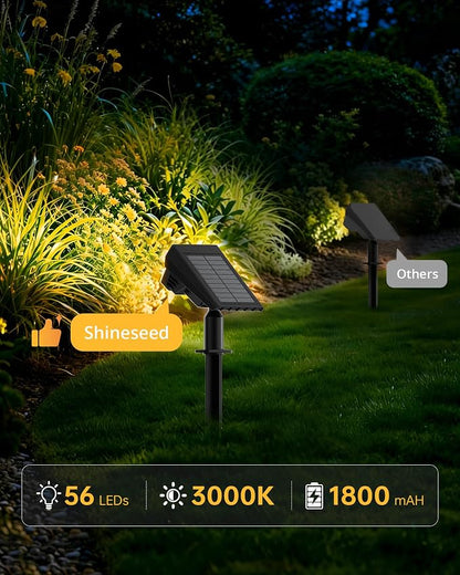 Solar Lights Outdoor Waterproof IP65, 56 LED 3 Lighting Modes Solar Spot Lights Outdoor, Solar Powered Landscape Lighting for Yard Pathway Garden, 6 Pack (Warm White)