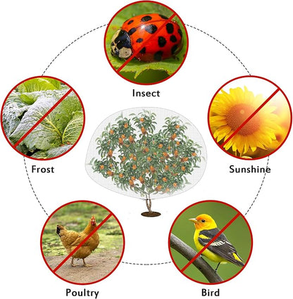 PURPLE STAR 1N 6.2 x 8.2 Feet Insect Bird Barrier Netting Mesh with Drawstring, Garden Bug Netting Plant Cover for Protect Plant Fruit Flower from Insect Bird