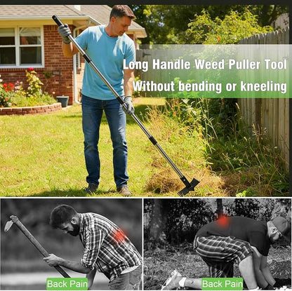 Weed Puller Tool 3 in 1 Garden Hoe & Rake, Heavy Duty Weeding Tool with Stainless Steel Long Handle, Weeder Remover Tool for Garden Yard Lawn Patio Farm, Digging, Edging