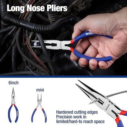 7-piece WORKPRO Pliers Set with Groove Joint, Long Nose, Slip Joint, Linesman, and Diagonal Pliers for DIY & Home Use