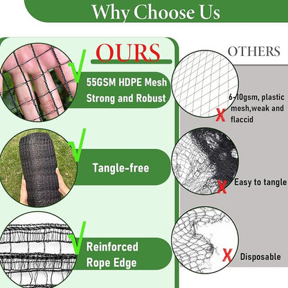 4 x 75ft Deer Fence Netting, Heavy Duty Plastic Mesh Plastic Fence Deer Netting, 55GSM Deer Fence for Garden, Reinforced Edges Anti Bird Netting Mesh for Trees Vegetable Raised Bed(55GSM, 4 x 75ft)