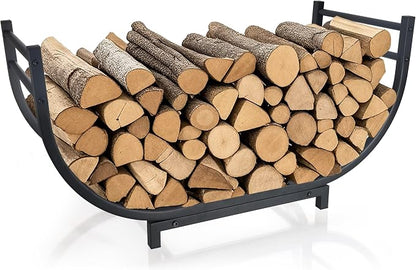 facka 30 Inch Firewood Rack Outdoor Metal Wood Rack | Iron Fire Log Stacker Holder for Fireplace, Patio, Porch, Yard, Garden, Indoor Outdoor Wood Storage